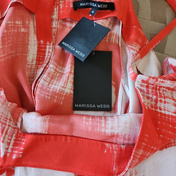 MARISSA WEBB SILK TOP RED AND GRAY ABSTRACT PATTERN SIZE XS - Picture 9 of 13